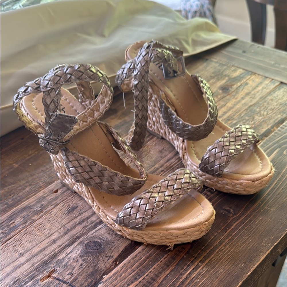 Diba Brown Wedge Sandals with Braided Design